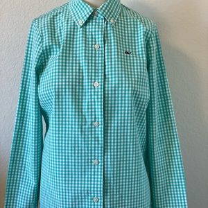 Vineyard Vines Green & White Gingham Checkered Button Down Shirt (Size 0)
